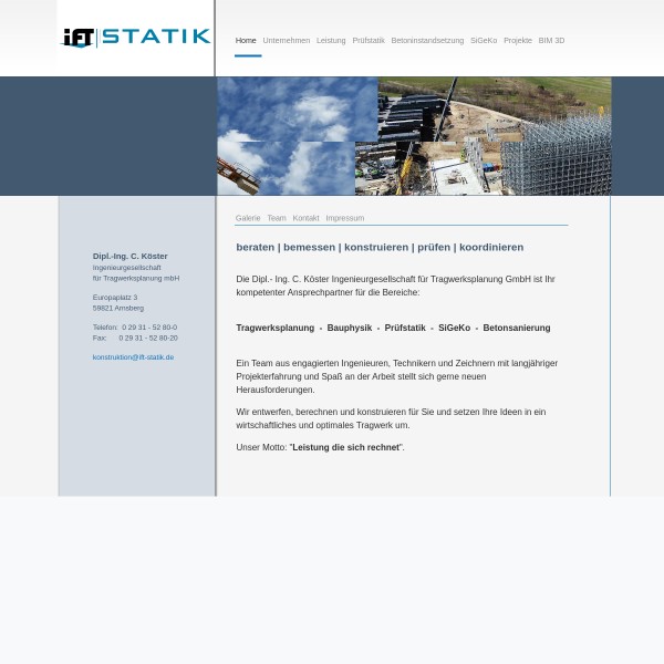 IFT Statik Statik Unternehmen 59821 Arnsberg