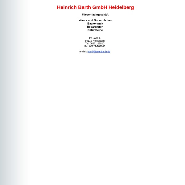 Heinrich Barth GmbH, Fliesenfachgeschäft 69115 Heidelberg