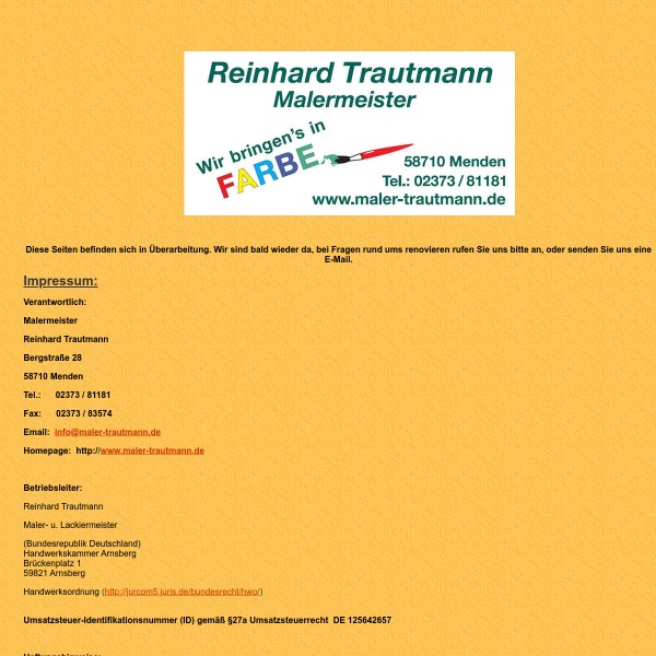 Malerbetrieb Reinhard Trautmann 58710 Menden